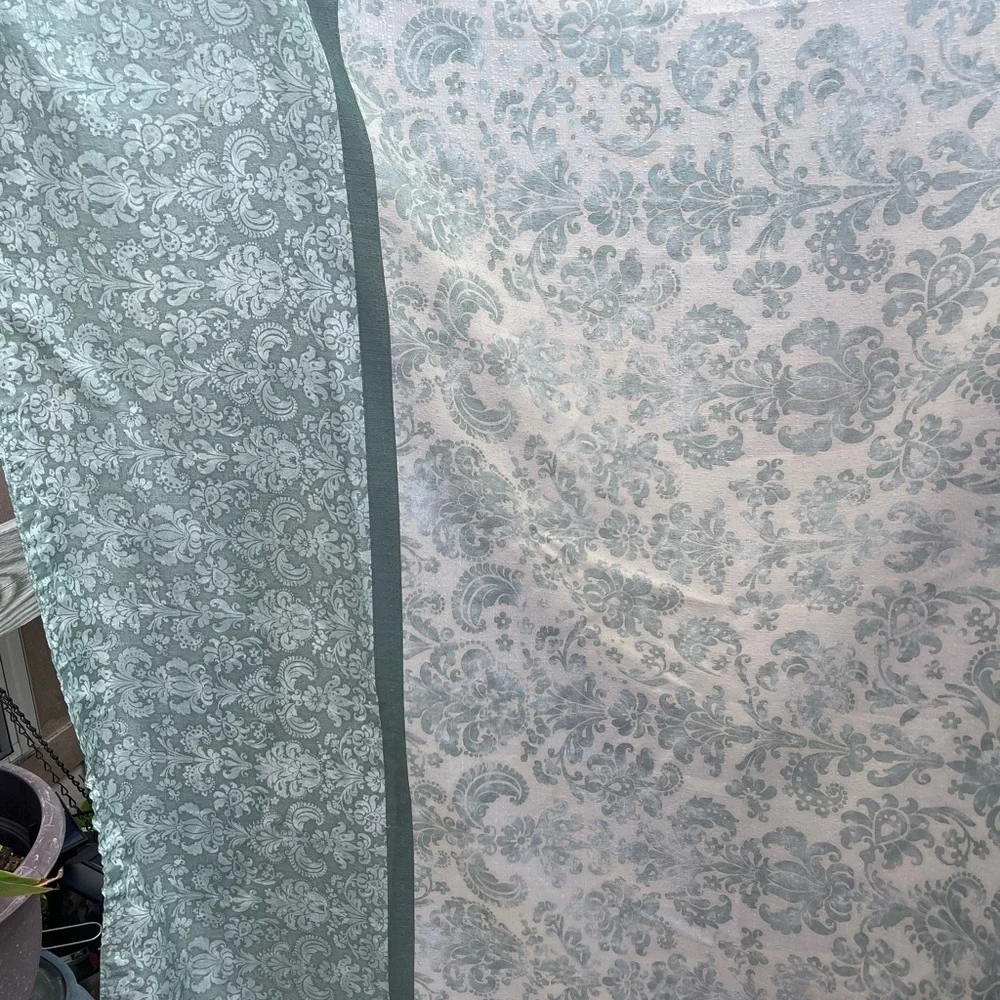 Bacova fabric paisley, floral shower curtain, size: 70”x72”, color: light green